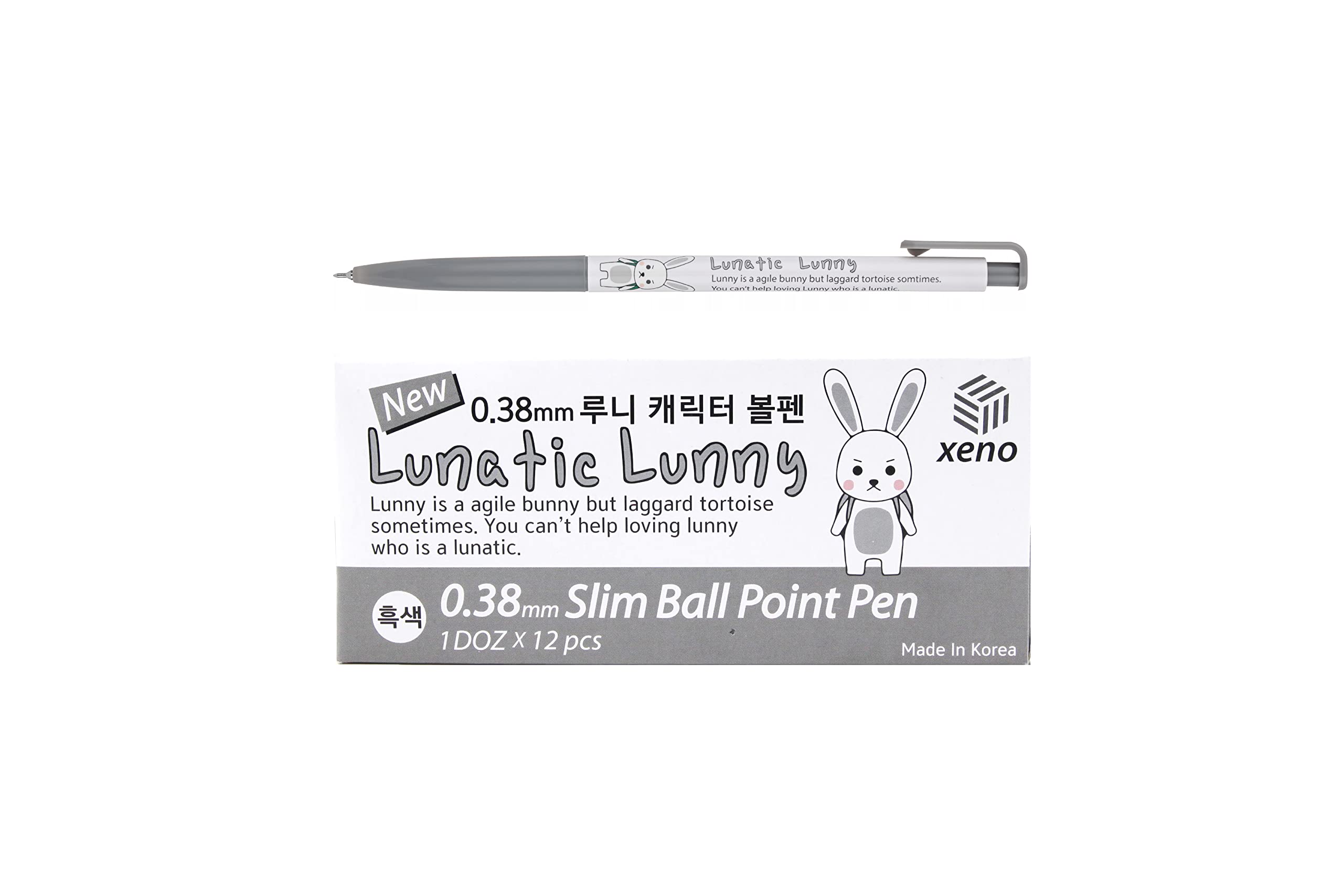 OASISGUEST Ball Point Pen Lunny 0.38mm Slim Rubber Black Pack of 12