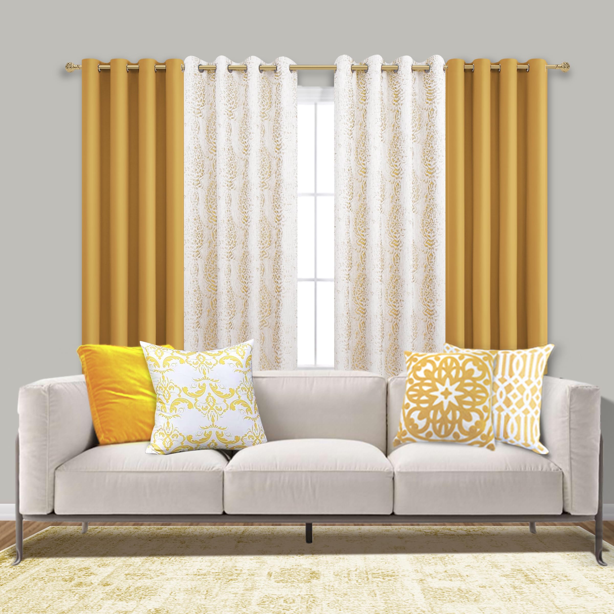 Mrs.Naturall Black Out Curtains 96 Inches Long For Living Room Dining Room 2 Panels Set,Grommet Top Thermal Blackout Curtains 96