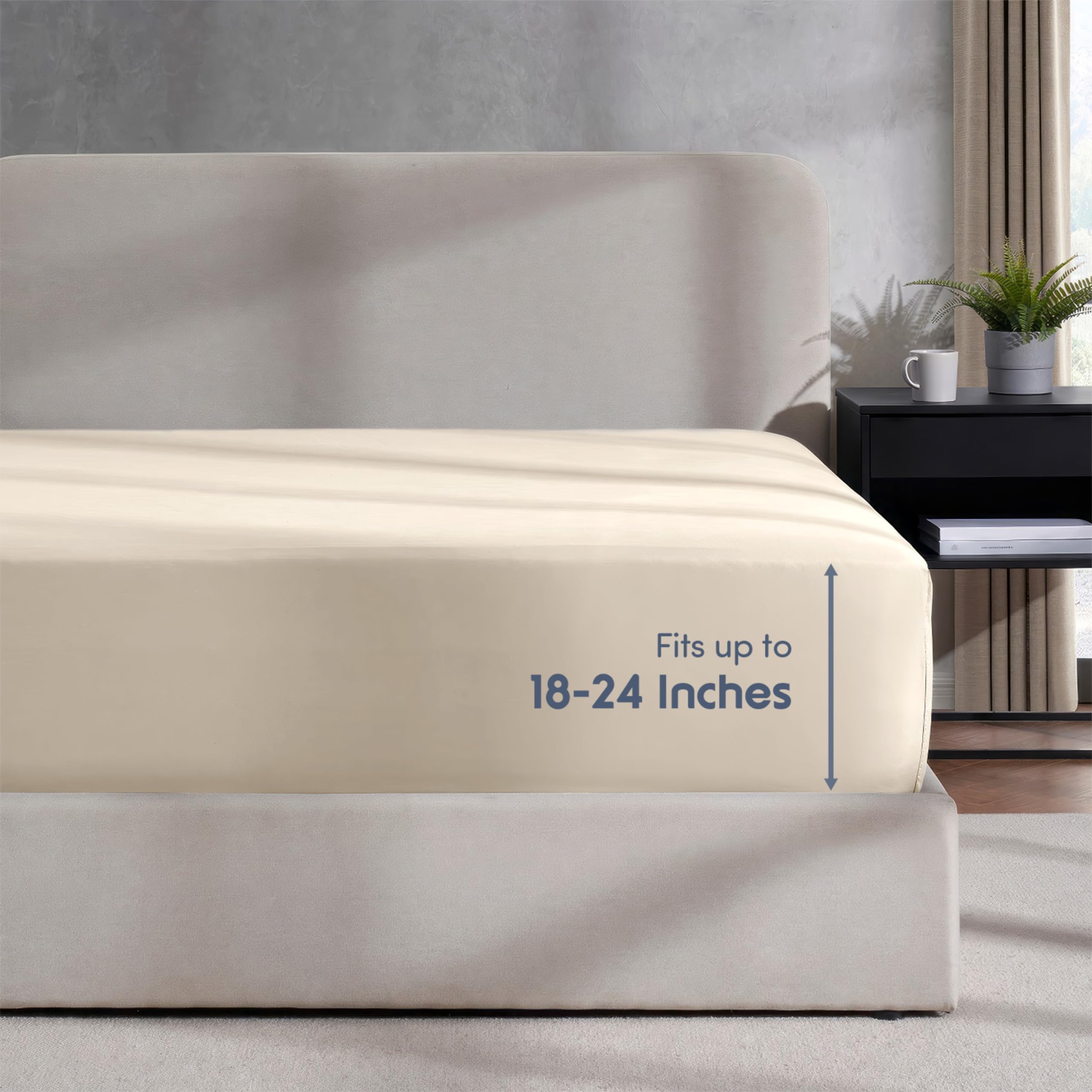 Nestl California King Fitted Sheet, Extra Deep Pocket, 1800 Microfiber, Ultra Soft, Fits Up To 24 Inch Mattress