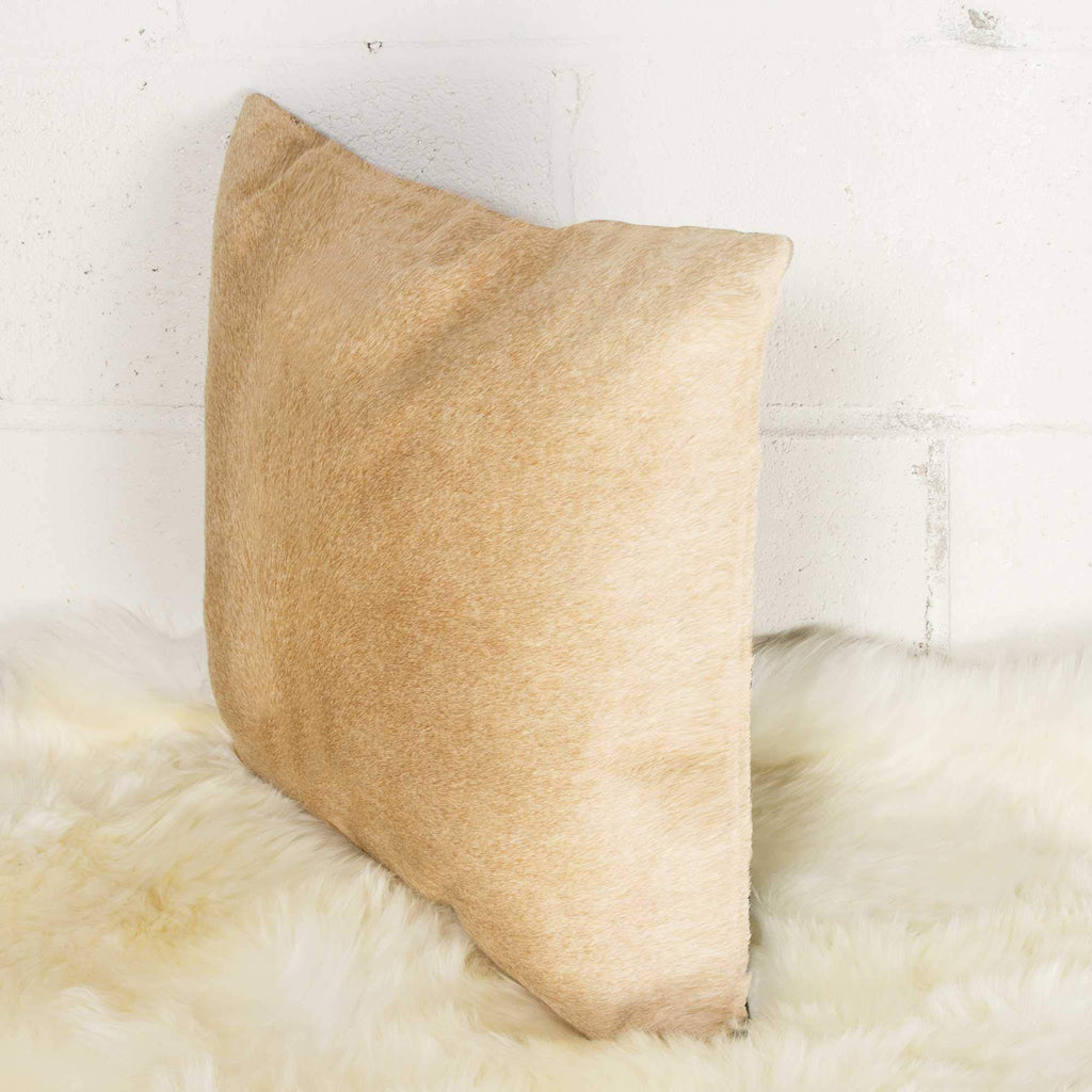HomeRoots Cowhide, Microsuede, Polyfill 18' x 18' x 5' Tan Cowhide Pillow 2 Pack