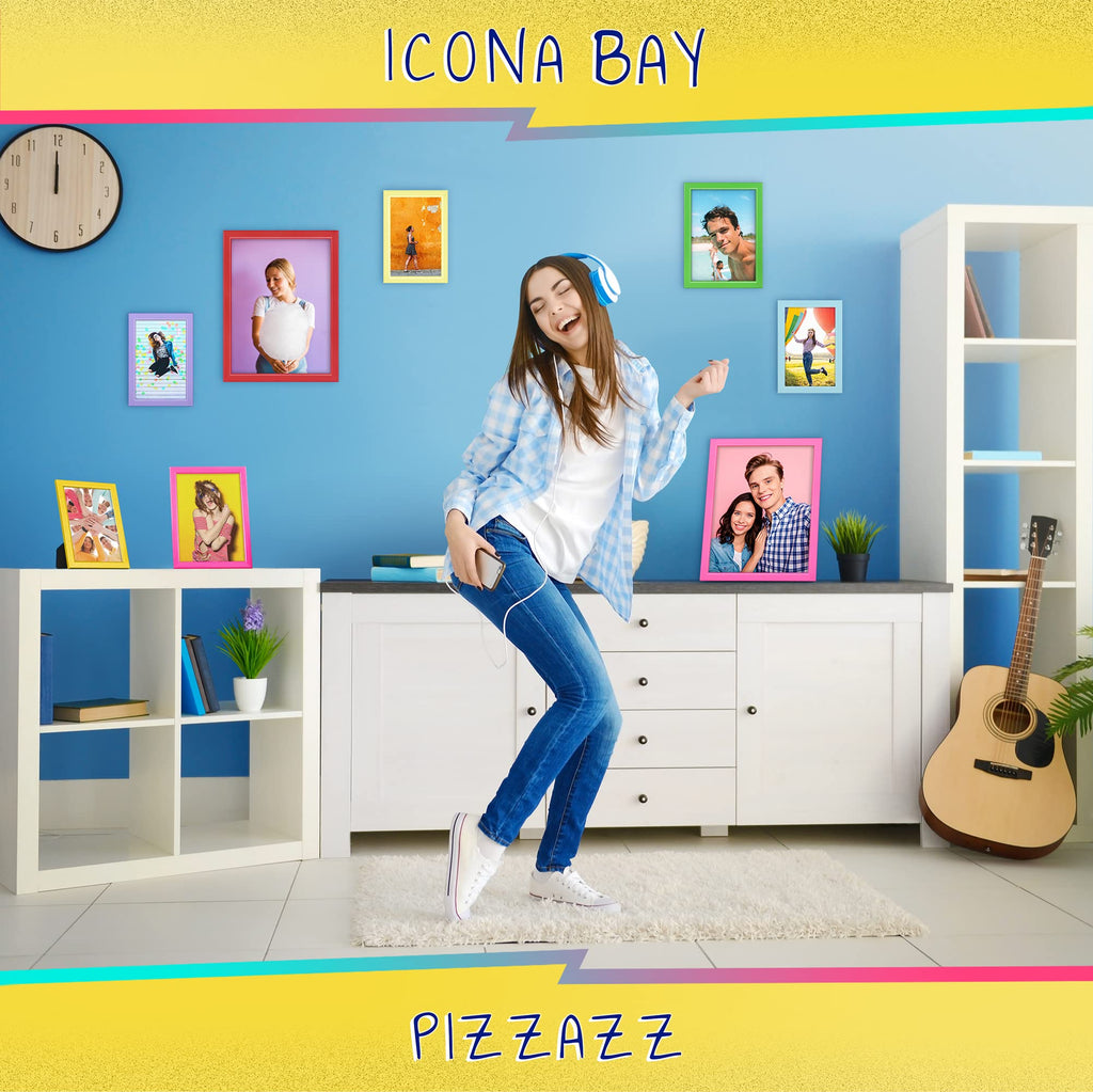 Icona Bay 4X6 Picture Frames (Purple, 3 Pack), Colored Solid Wood Scandinavian Style Frames For Photo, Pizzazz Collection