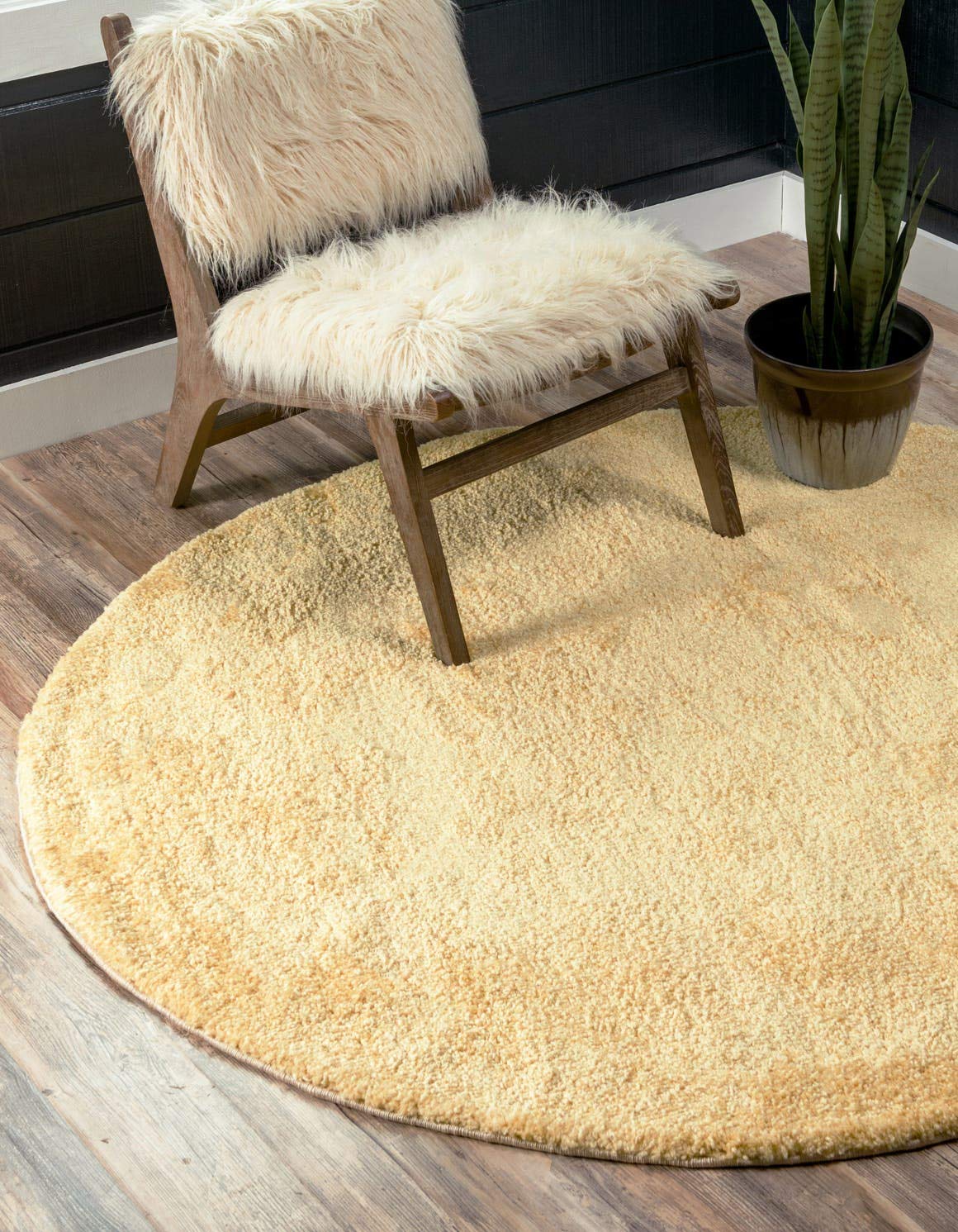 Unique Loom Solo Collection Area Rug - Calabasas (7 10 Round, Yellow)