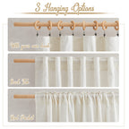 Nicetown Linen Curtains 45 Inch Length For Kitchen, Rod Pocket & Back Tab Semi Sheer Flax Linen Window Treatments Privacy With Light Filtering For Bedroom, Natural, W29 X L45, 2 Pieces