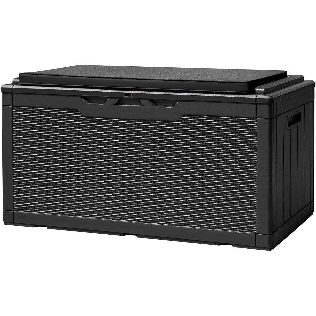 Devoko 100 Gallon Deck Box, Waterproof Outdoor Storage Box With Cushion (Black)