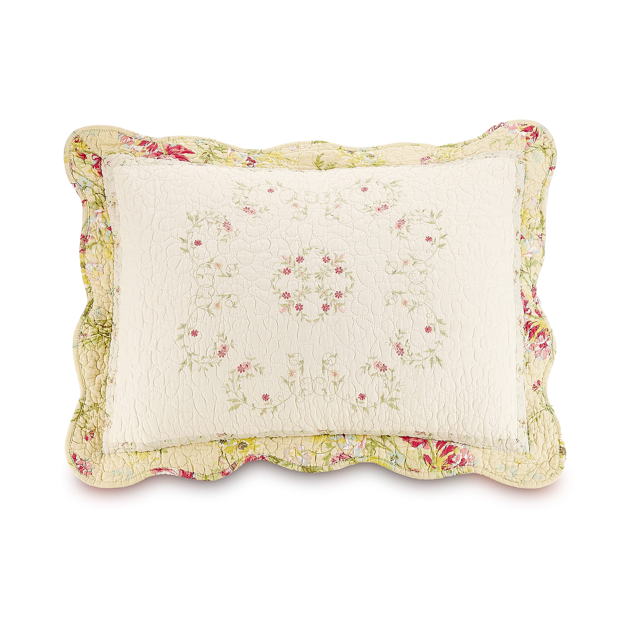 Mary Janes Farm Prairie Bloom Bedspread, Standard Sham, Yellow/Pink