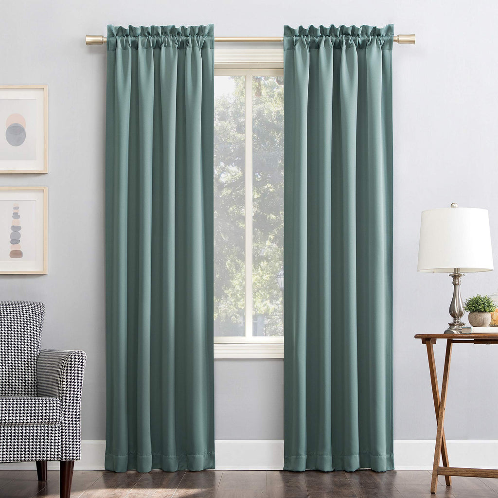 Sun Zero Easton Energy Saving Blackout Rod Pocket Curtain Panel, 40' X 63', Mineral