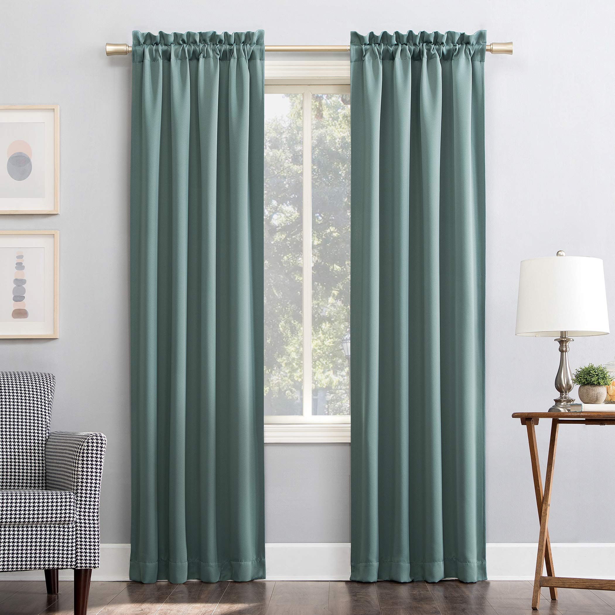 Sun Zero Easton Energy Saving Blackout Rod Pocket Curtain Panel, 40' X 63', Mineral