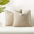 Juspurbet Cream Chenille Throw Pillow Covers 22X22 Inch Set Of 2 Decorative Soft Textured Cushion Cases For Living Room Sofa Cou