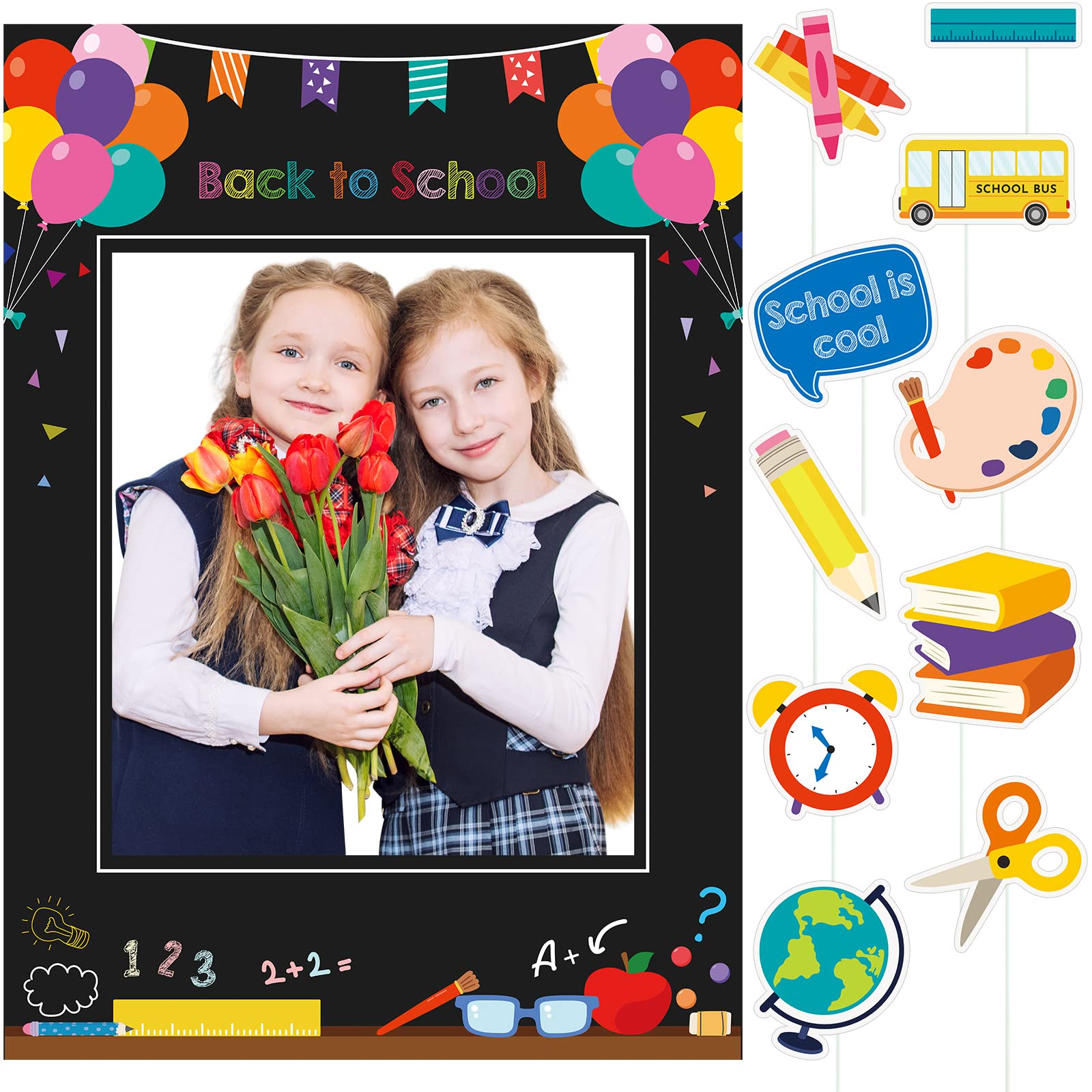 Tatuo Pack of 11 Back to School Photo Booth Props First Day of School Photo Booth Frame Backdrop Fun Posing Sign for Party Favor