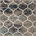Unique Loom Trellis Frieze Collection Area Rug - Rounded (3 Square, Blue Multi/ Ivory)