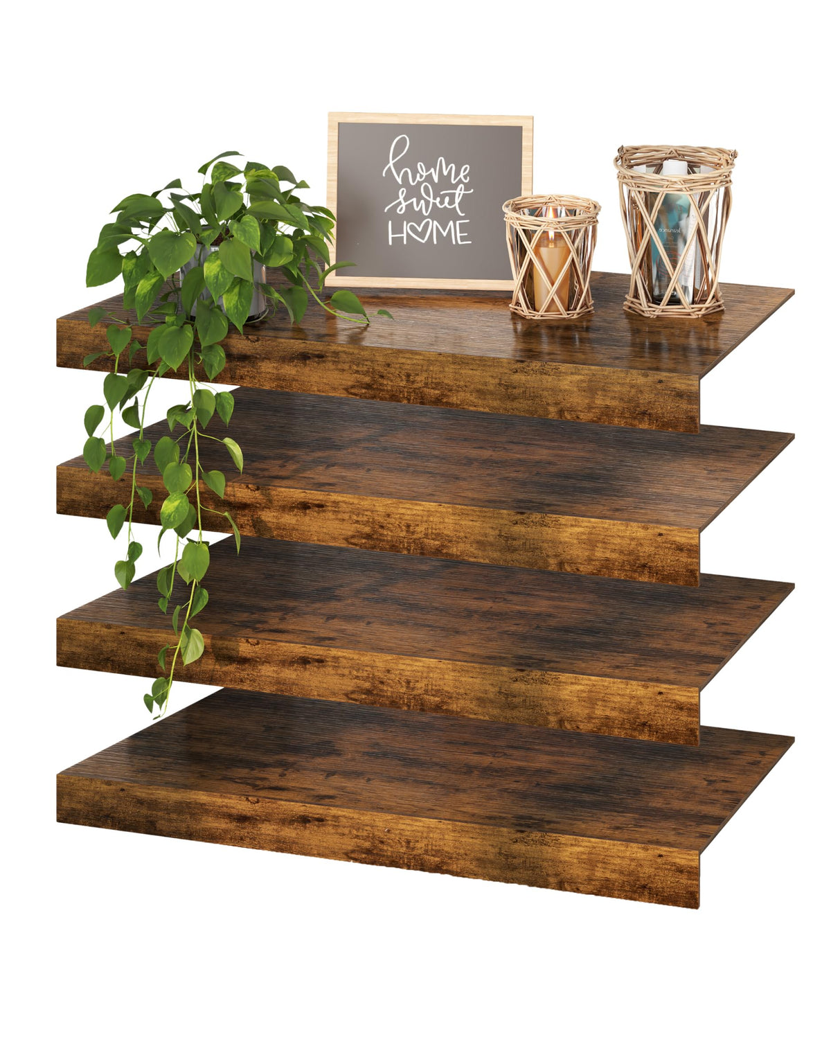 Makentra Wire Shelf Cover  Engineered Wood Wire Rack Covers for Shelves, Rustic Farmhouse Style for Pantry, Closet (4, 24 W 