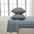 4 Piece Jersey Knit King Cotton Blend Blue Sheet Set | Ultra-Soft T-Shirt Jersey Bedding Sheets & Pillowcases | Heathered, Breat