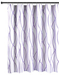 Biscaynebay Textured Fabric Shower Curtain 72X72 Inch, Lavender Printed Striped Linen Modern Hotel Luxury Quality Cloth Bathroom