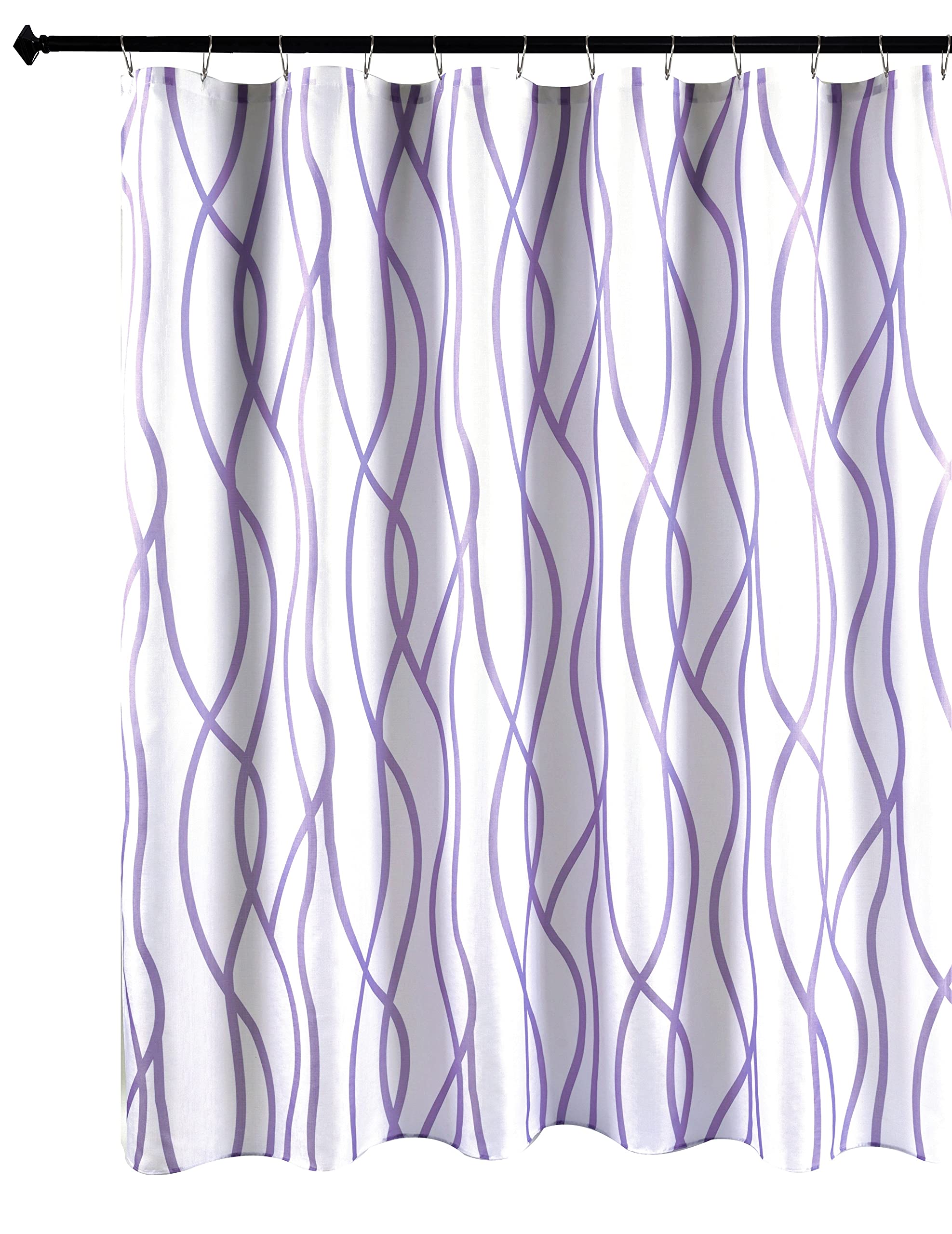 Biscaynebay Textured Fabric Shower Curtain 72X72 Inch, Lavender Printed Striped Linen Modern Hotel Luxury Quality Cloth Bathroom