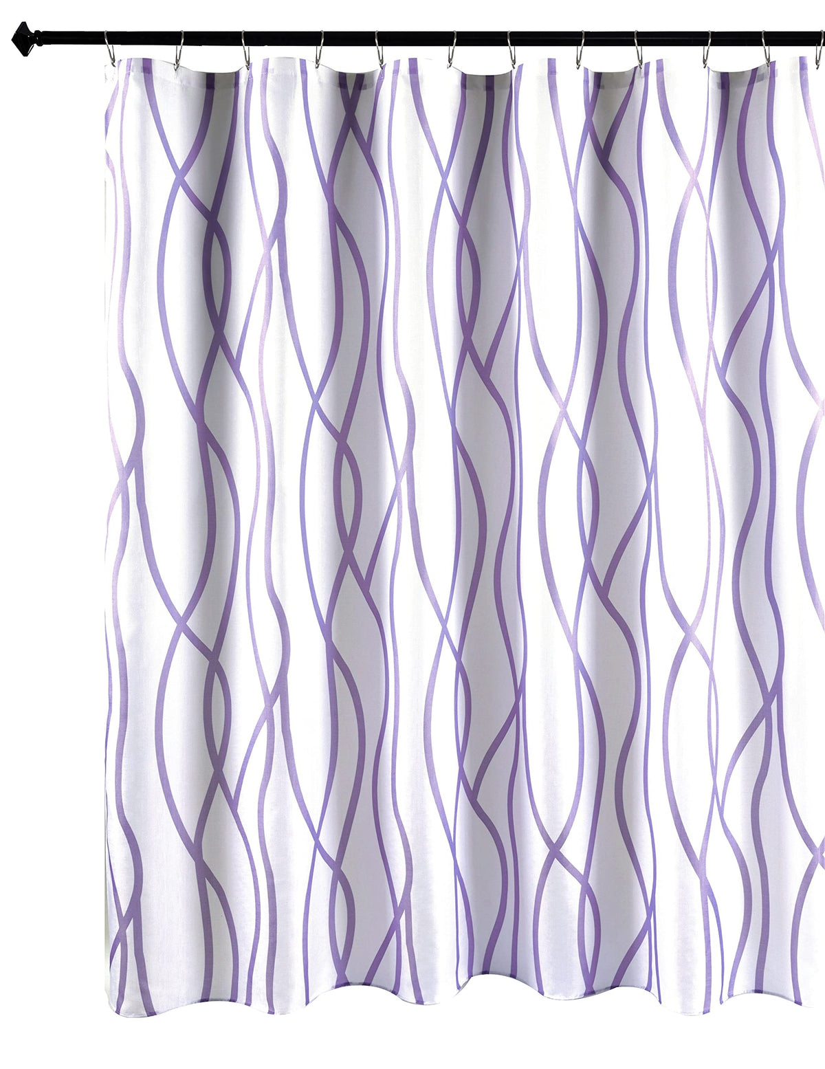 Biscaynebay Extra Long Textured Fabric Shower Curtain 72 W X 84 L, Lavender Printed Striped Linen Modern Hotel Luxury Quality Cl