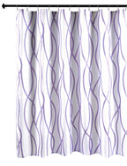 Biscaynebay Extra Long Textured Fabric Shower Curtain 72 W X 84 L, Lavender Printed Striped Linen Modern Hotel Luxury Quality Cl