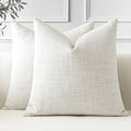 Otostar Pack Of 2 Throw Pillow Covers 16X16 Inch Linen Beige Pillowcases Farmhouse Decorative Solid Pillow Covers 40X40 Cm Squar