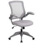 Flash Furniture Kale Mid-Back Gray Mesh Swivel Ergonomic Task Office Chair With Gray Frame And Flip-Up Arms