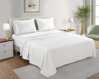 Chateau Home Collection 100% Organic Cotton Sheets King Size,4Pc King Size Sheets,Luxurious Long Staple Cotton Sheets,Sateen Weave,Breathable Sheets King Size Bed,Deep Pocket King Sheets,White