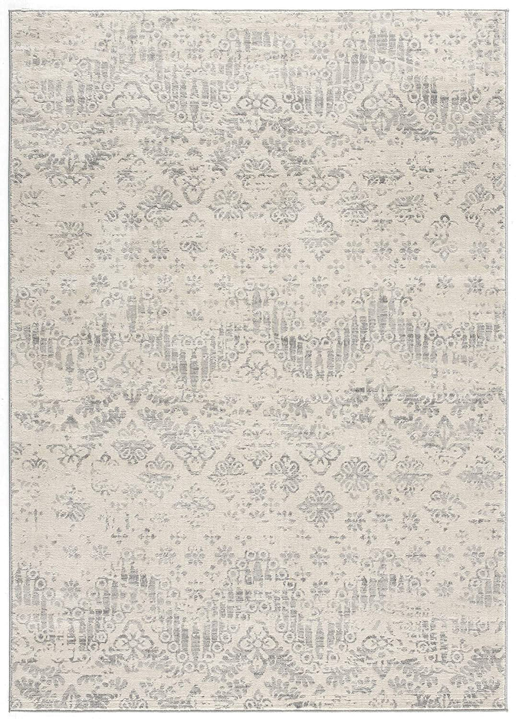 HomeRoots 100% Polypropylene 2’ x 6’ Ivory Distressed Ikat Pattern Area Rug