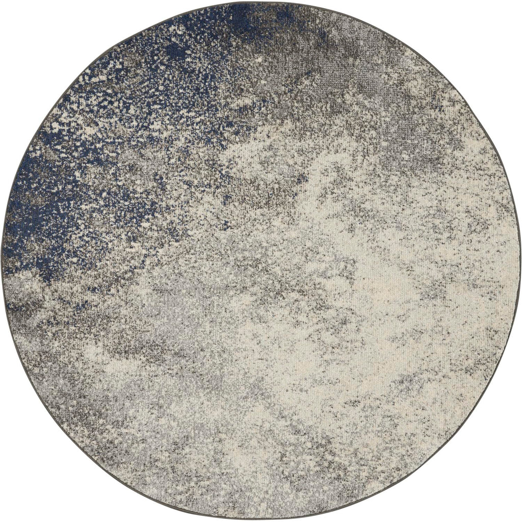 Nourison Passion Charcoal/Ivory 4' x Round Area-Rug, Modern, Abstract, Easy-Cleaning, Non Shedding, Bed Room, Living Room, Dinin