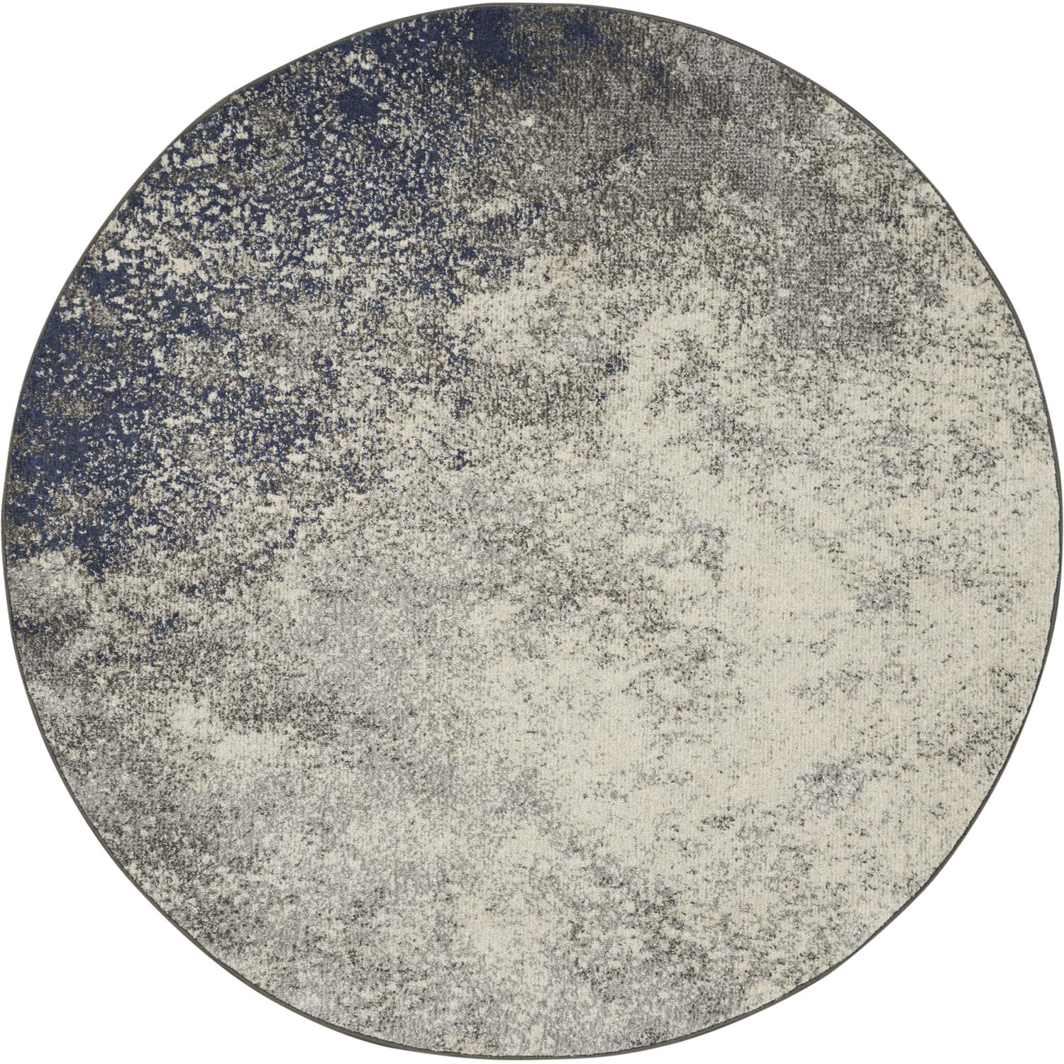 Nourison Passion Charcoal/Ivory 4' x Round Area-Rug, Modern, Abstract, Easy-Cleaning, Non Shedding, Bed Room, Living Room, Dinin