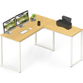 SHW Mission 48 x 48 Inches L-Shape Home Office Computer Desk, Oak