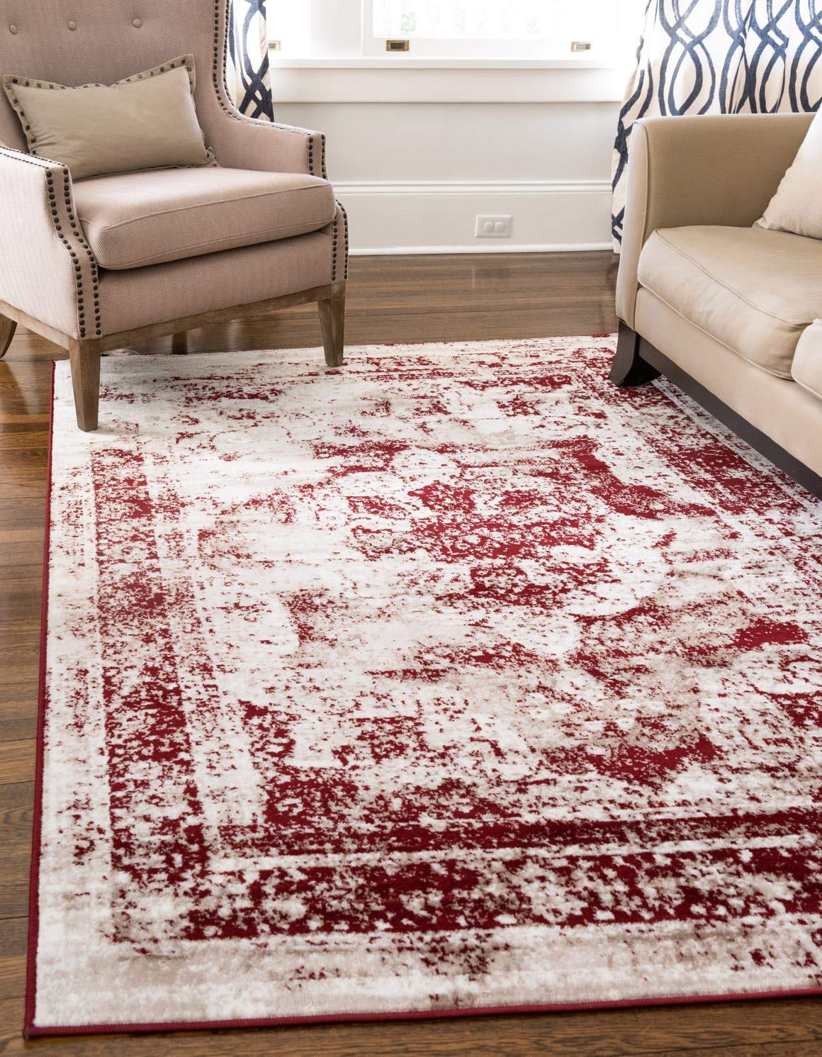 Unique Loom Sofia Collection Area Rug - Salle Garnier (2 2 x 3 1 Rectangle, Burgundy/ Ivory)