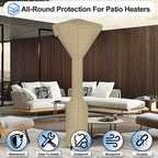 Outdoorlines Waterproof Outdoor Patio Heater Covers With Zipper And Storage Bag, Dust-Proof Uv-Resistant Windproof Propane Heavy Duty Heater Cover For Standing Heater, 2 Packs-95Hx34Dx19B Inch Camel