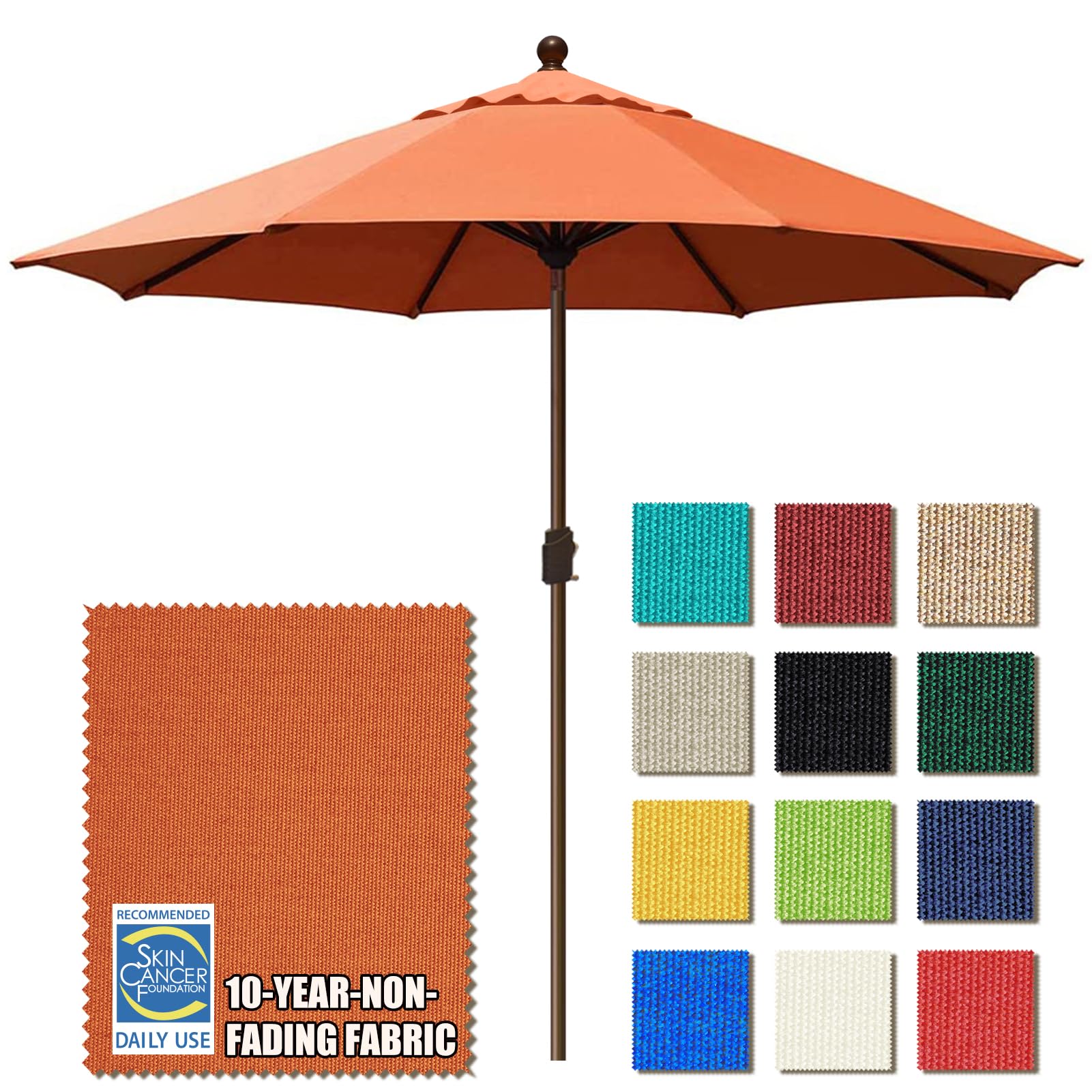 Eliteshade Usa 10-Year-Non-Fading 10Ft Market Umbrella Patio Umbrella Outdoor Table Umbrella With Ventilation, Rust