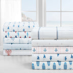 Nautica - Full Size Sheet Sets, Cotton Percale Preppy Bedding, Crisp & Cool, Lightweight & Breathable (Skippers Island Light Blue, Full)