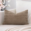 Otostar Corduroy Decorative Throw Pillow Covers 12X20 Inch Super Soft Boho Striped Rectangle Pillow Covers Case Modern Cushion Covers For Sofa Couch Bedroom Car Decor Brown