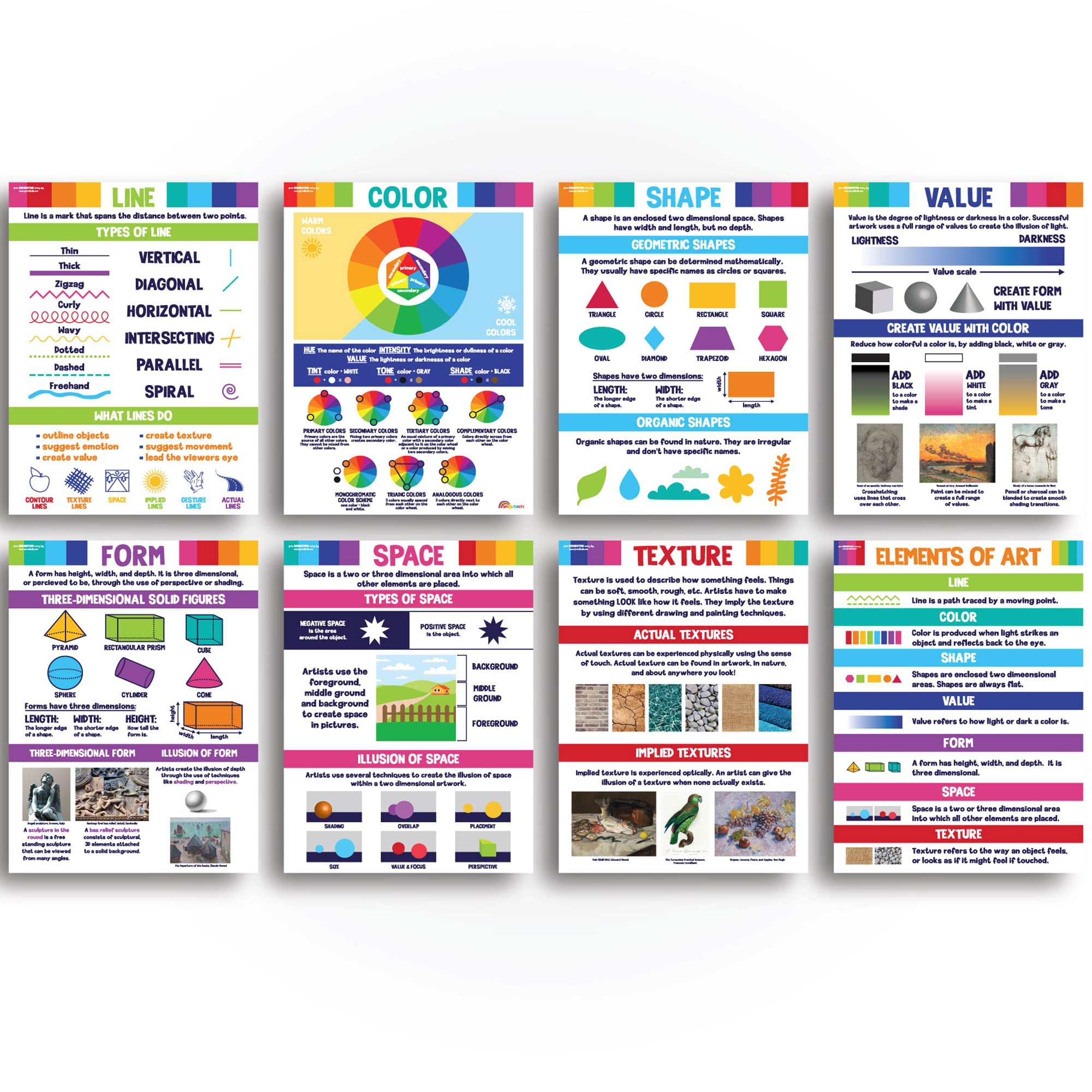 Sproutbrite Art Posters Elements Of Art Principles Of Design Classroom Decorations - Elementary, Middle School, High School (Ele