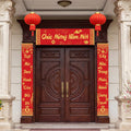 Hahafelt 6FT Vietnamese Lunar New Year Tet Couplet Set, Large Traditional Lunar New Year Decoration, Embroidered Spring Celebrat