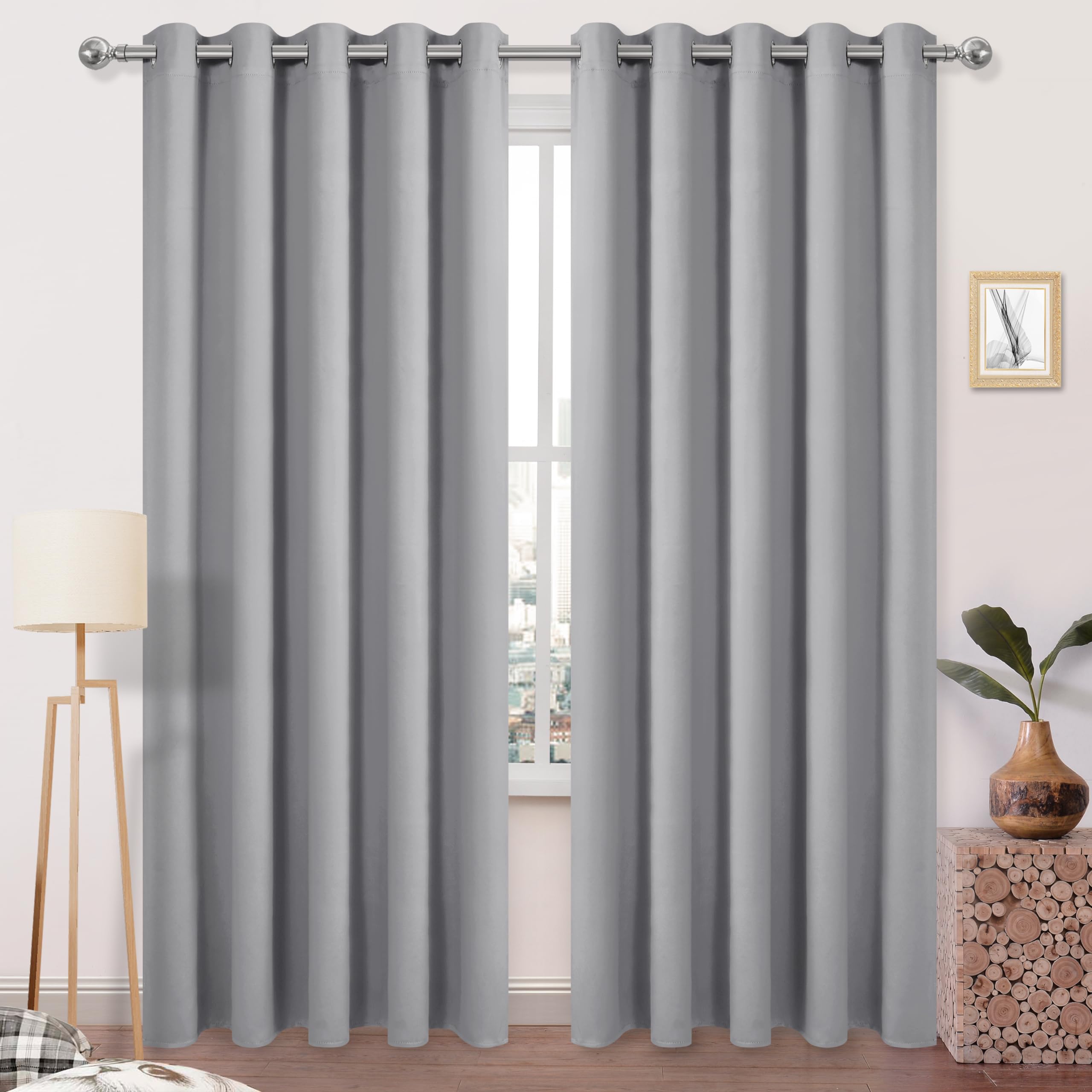 Dwcn Blackout Curtains 84 Inches Long, 60 Wide Thermal Grommet Light Blocking Curtain For Bedroom Living Room, W60 X L84 Inches