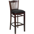 Flash Furniture HERCULES Series Vertical Slat Back Walnut Wood Restaurant Barstool - Black Vinyl Seat