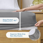 Degrees Of Comfort Coolmax Cooling Fitted Sheet Only, Queen Size Bed Soft Sheets For Hot Sleepers, Up To 15' Deep Pocket, All Around Elastic, Wrinkle Free, Fade Stain Resistant, Grey 1Pc
