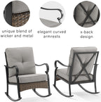 Crosley Furniture Co6252Mb-Te Dahlia Outdoor Metal And Wicker 2-Piece Rocking Chair Set, Matte Black With Taupe Cushions