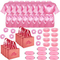 ZhouBoat Cowgirl Spa Party Supplies for Girls, 8 Set Kids Pink Satin Robes, Plush Headbands, Tote Bags, Eye Masks Hair Scrunchie