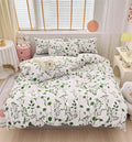 Karever Sage Botanical Comforter Set Full White And Green Floral Plant Bedding Comforter Set Girls Garden Pattern Printed On Whi