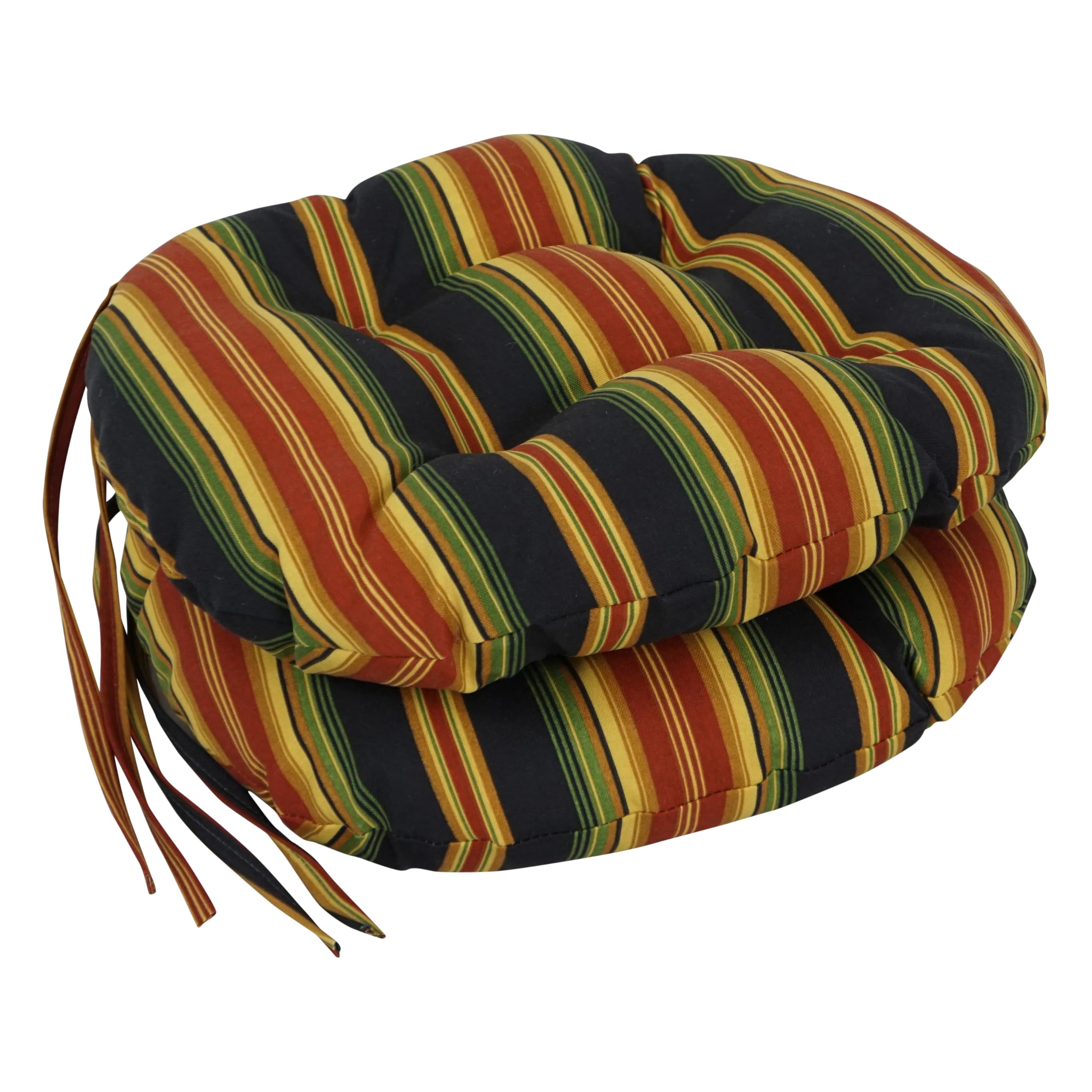 Blazing Needles 16-Inch Outdoor Round Chair Cushion, 16' X 16', Lyndhurst Raven 2 Count