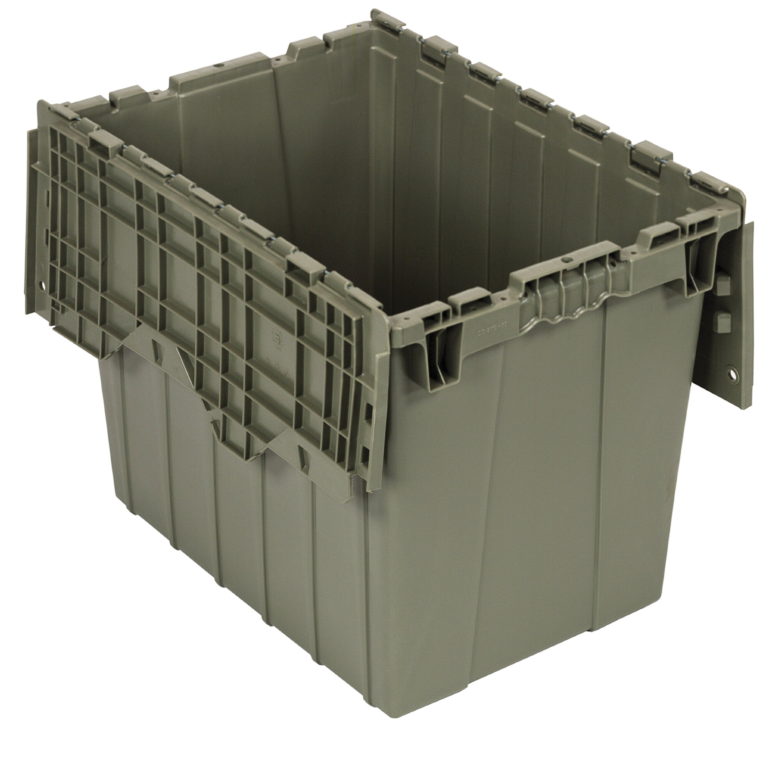 Quantum QDC2115-17 Plastic Storage Container with Attached Flip-Top Lid, 21 x 15 x 17, Gray