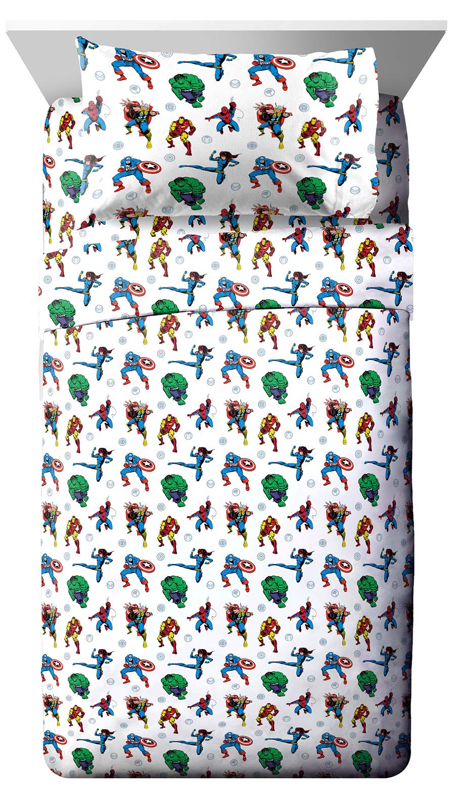 Jay Franco Marvel Avengers Fighting Team Twin Sheet Set - 3 Piece Set Super Soft And Cozy Kids Bedding - Fade Resistant Microfib