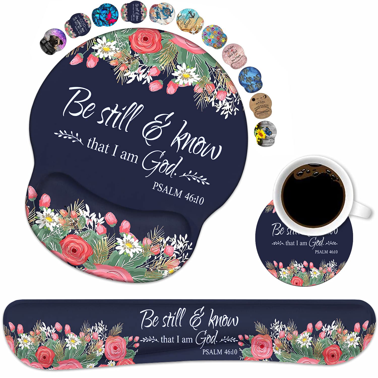 Loworo Keyboard Wrist Rest And Mouse Pad Support, Non-Slip Pu Base Ergonomic Gaming Mousepad For Home Office Working Studying Ea