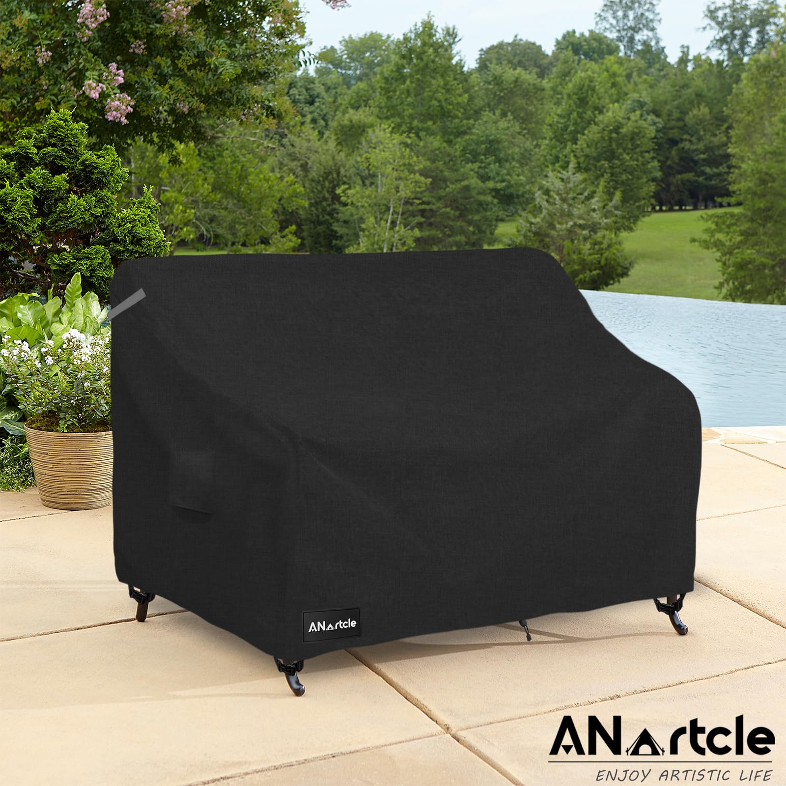 Anartcle 2-Seater Patio Loveseat Cover,58W X 32.5D X 31H Inches Outdoor Couch Cover,100% Waterproof Heavy Duty Patio Sofa Covers