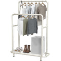 Simple Houseware Double Rod Clothing Garment Rack w/Bottom Shelves, White