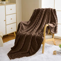 Vessia Flannel Fleece Throw Blanket(50X70 Inch), 3D Jacquard Brown Fuzzy And Warm Blanket For Couch,Sofa,Bed,Chair, 300Gsm Super