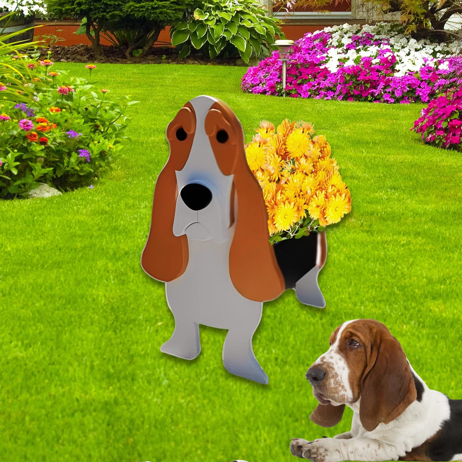 Strolfay Basset Hound Dog Planter Plant Pots,Cute Garden Dog Flower Planter,Dog Planters Birthday Gifts For Women,Office,Indoor/