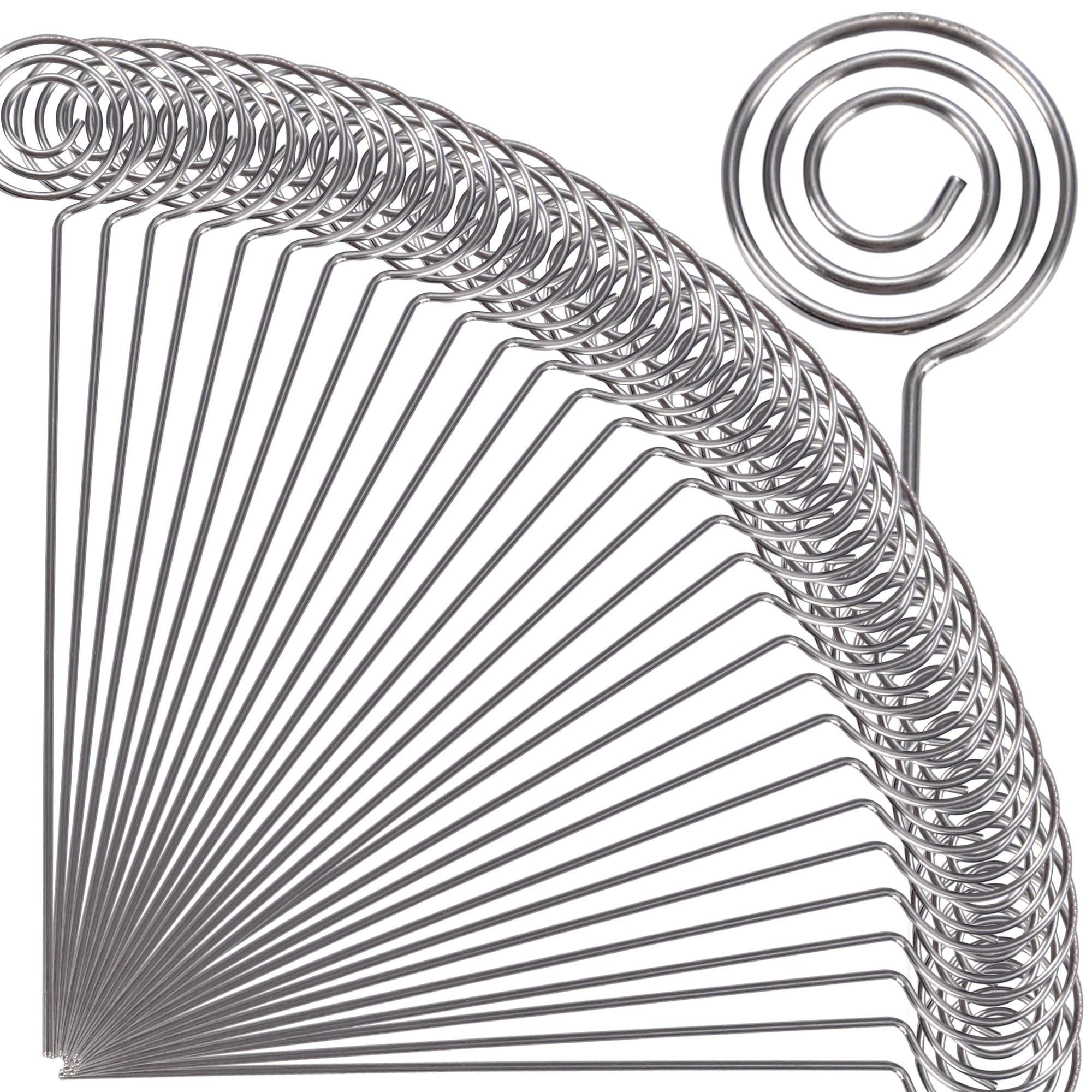 H&W 50Pcs 4.7'L Ring Loop Round Shape Diy Craft Wire Clip Table Card Holders Note Photo Picture Memo Holder Metal Clamp For Par