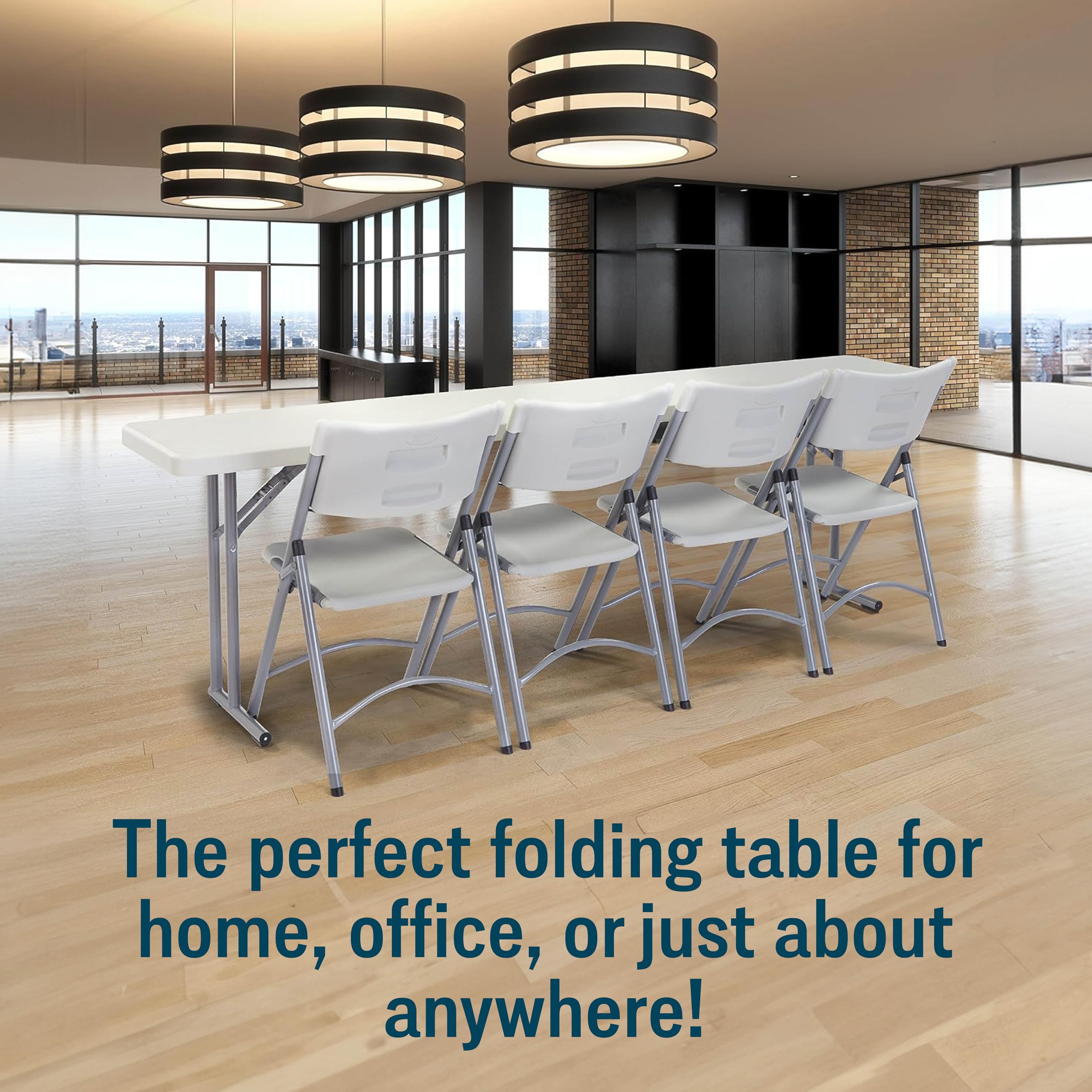 Seminar Folding Table by National Public Seating – 18x96 Portable, Heavy-Duty Foldable Table Indoor/Outdoor Table for Office, Conferences & Training Rooms – Lightweight & Durable, Speckled Gray